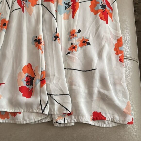 Anthropologie Paper Crown Ruffle Poppy White Water Floral Jumpsuit sz Small - Picture 5 of 16